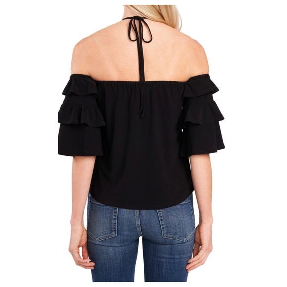 Cece Black off the shoulder halter plus size - Picture 2 of 3